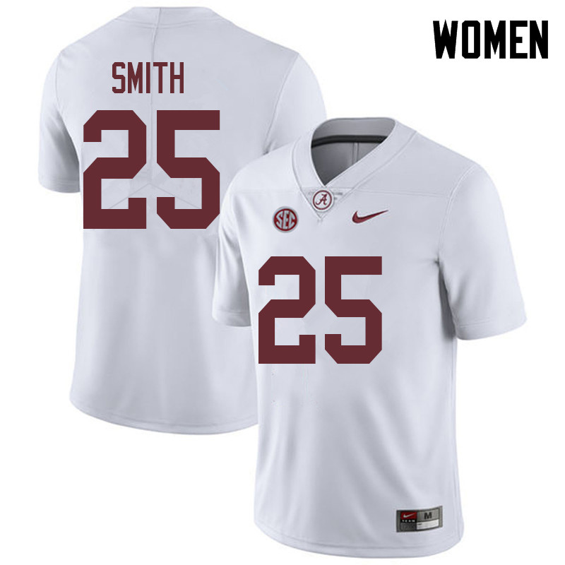 Alabama Crimson Tide Women's Eddie Smith #25 White NCAA Nike Authentic Stitched 2018 College Football Jersey CL16H82KV